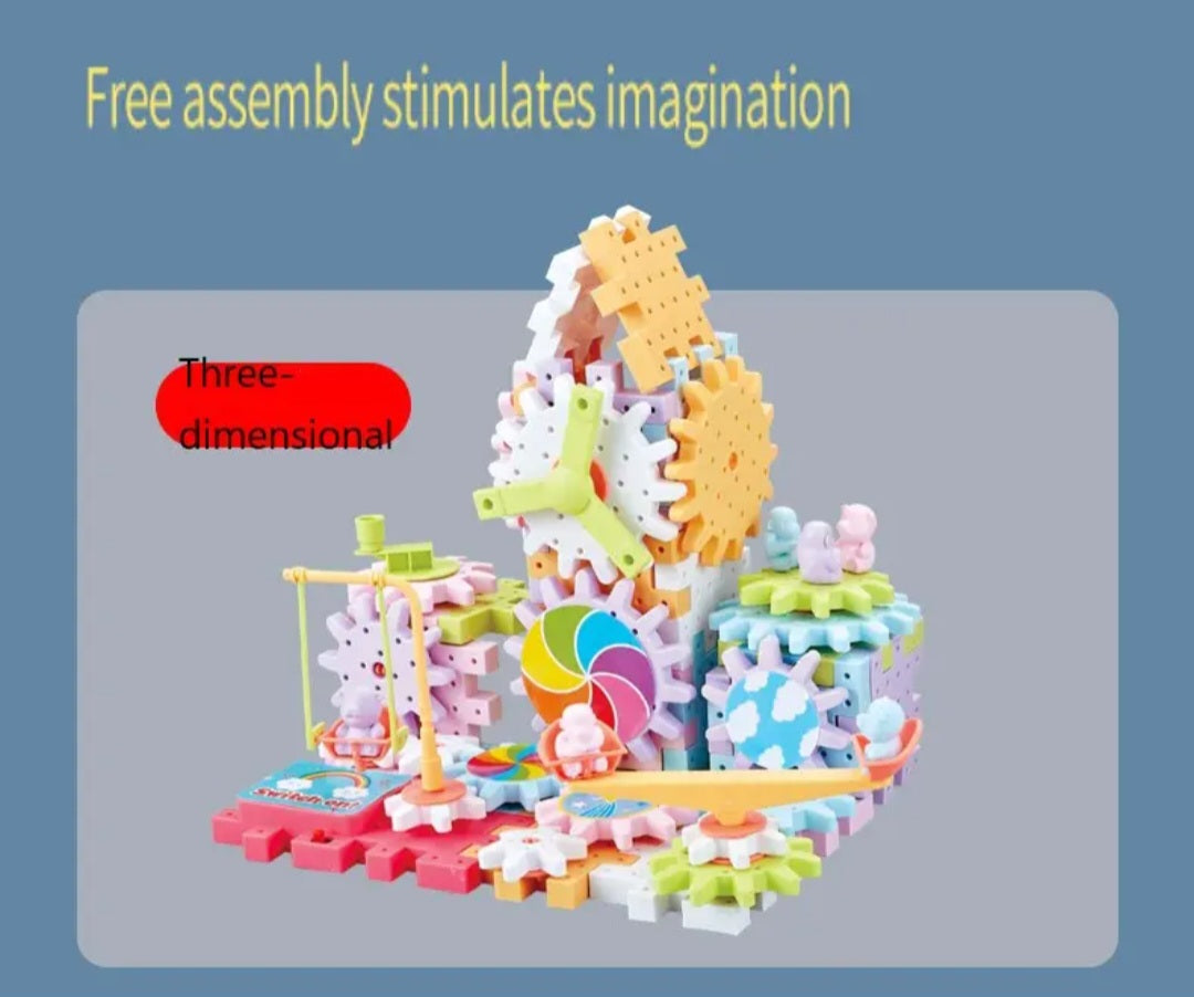 Jeu de Construction Éducatif à Engrenages – 83 Pièces Colorées DIY